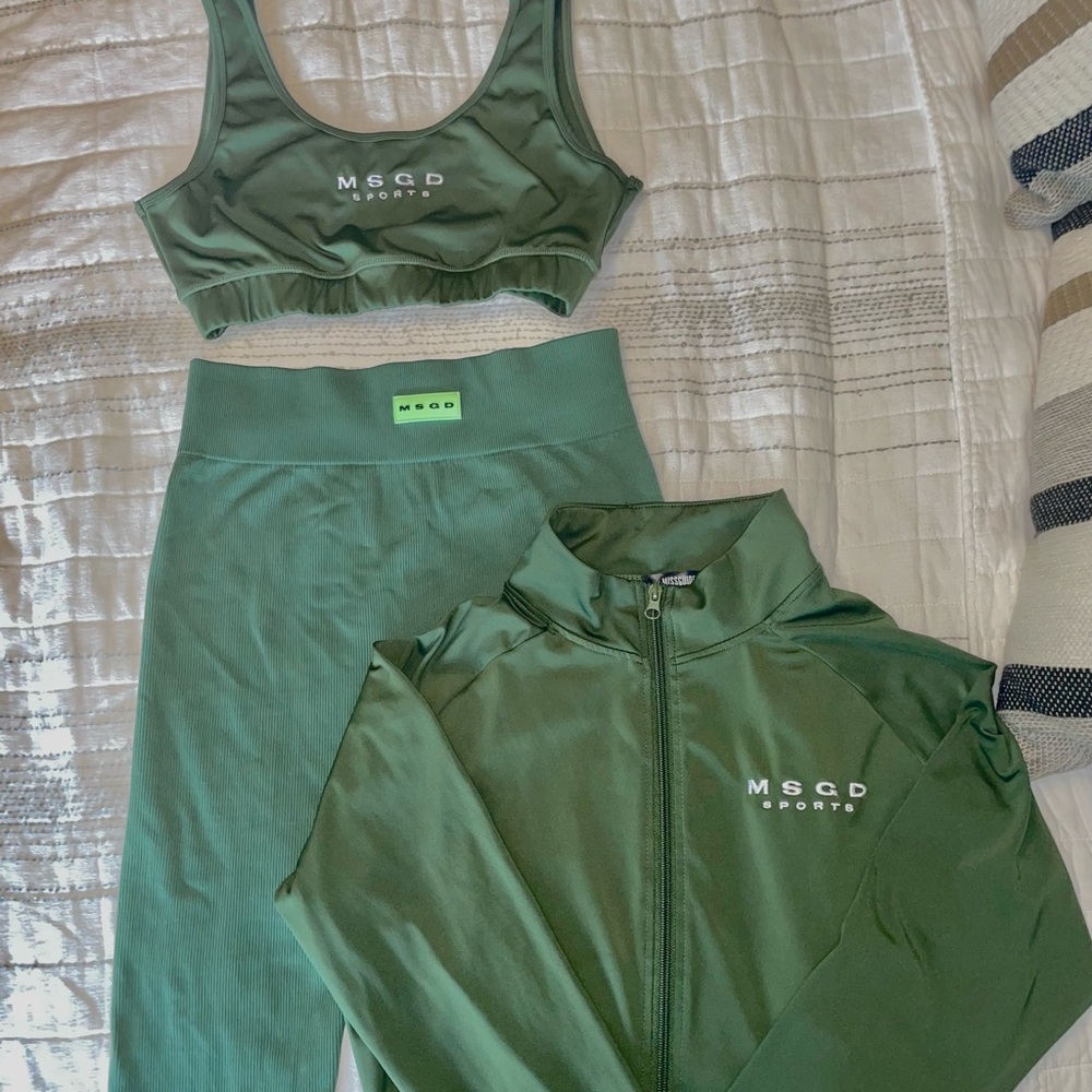 Missguided Sport Olive Green Workout Set